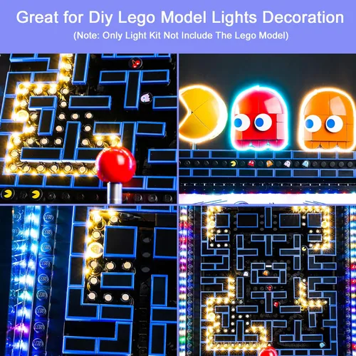 Vista 2 de Kit de luz LED mejorado compatible con Lego Icons PAC-Man Arcade Building Blocks Model, versión musical compatible con Lego 10323