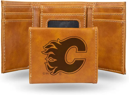 Vista 42 de NHL Rico Industries - Billetera triple grabada con láser y tres pliegues, accesorio para hombre