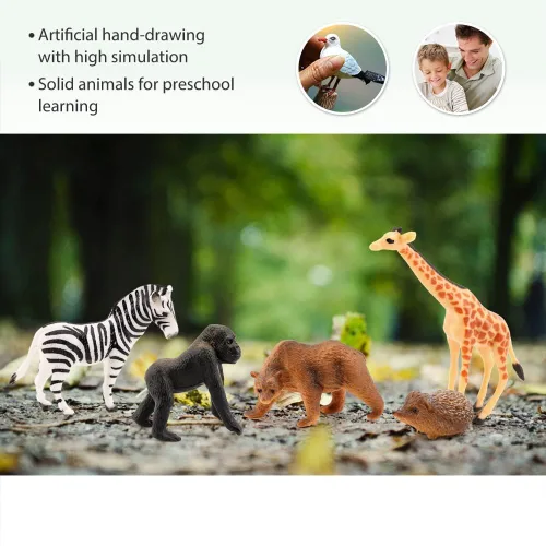 Vista 3 de Volnau Mini figuras de juguetes de animales de safari, 12 figuras salvajes en miniatura para niños pequeños, regalo de Navidad, cumpleaños, paquete