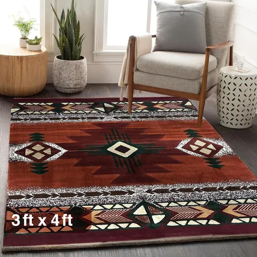 Vista 49 de YHSF South West - alfombra estilo nativo americano del suroeste C318 - fácil de limpiar, gruesa, suave, duradera, alfombra inspirada en tribus