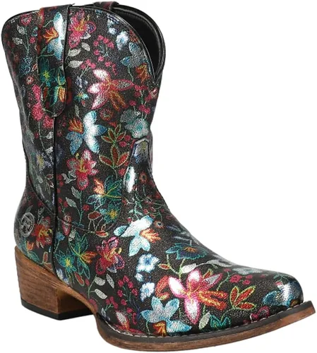 Vista 2 de ROPER Botas casuales de mujer Ingrid con punta triangular floral metálica, tacón bajo de 1-2 pulgadas, tobillo - Multi