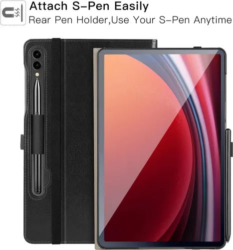 Vista 5 de ZtotopCases Funda para Samsung Galaxy Tab S10 Plus Case 2024/S9 Plus/S9 FE Plus 5G 12.4 pulgadas 2023, funda de piel sintética premium con correa