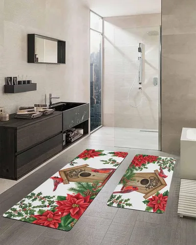 Vista 2 de Snowy Farmhouse - Tapete de baño para bañera, antideslizante, de secado rápido y absorbente, de tierra de diatomeas, para fregadero de cocina