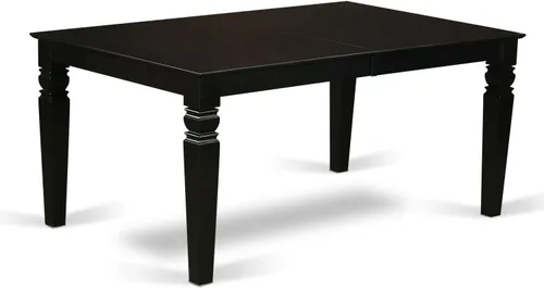 Vista 3 de East West Furniture LGCL7-BLK-W - Juego de mesa de comedor de 7 piezas que consta de una mesa de comedor rectangular con hojas de mariposa y 6 Negro