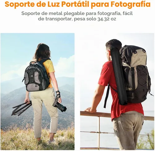 Vista 7 de K&F CONCEPT Soporte de Luz para Fotografía, 6.5 pies/2M Soporte de Trípode Portátil Extensible para Foto y Video, Trípode de Iluminación