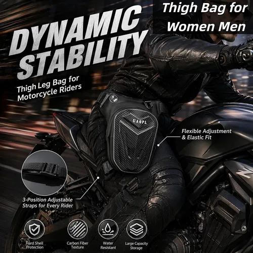 Vista 4 de Motorcycle Thigh Bag, Water-Resistant Leg Drop Bag with Expandable