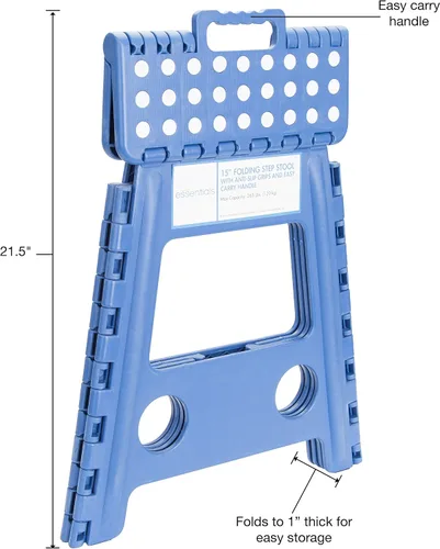 Vista 4 de Essentials 21048 Taburete plegable de 15 pulgadas, taburete plegable ancho, taburetes de plástico para adultos, taburete de jardín, taburete alto