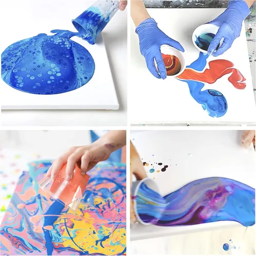 Vista 8 de Floetrol para kit de vertido de pintura acrílica, aditivo medio Flotrol para verter acrílico, 16 pinturas acrílicas para verter, 20 varillas
