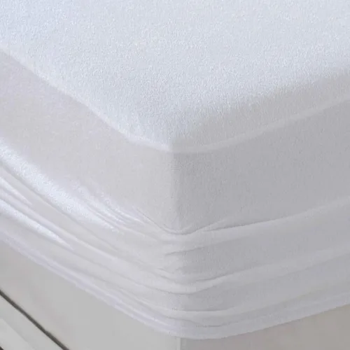 Vista 2 de Protector de colchón de mezcla de algodón turco que proporciona una superposición impermeable confiable y flexible, protección contra la humedad