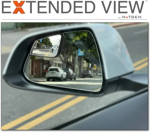 Vista 2 de Espejos de Punto Ciego - Compatible con Tesla Model 3 - Vista Extendida - Contorno Personalizado - Convexo - Negro - Juego de 2 Piezas