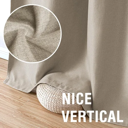 Vista 6 de H.VERSAILTEX Cortinas opacas de lino de 45 pulgadas de largo para dormitorio/sala de estar con aislamiento térmico con ojales, cortinas de lino