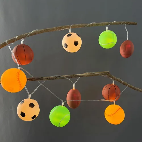 Vista 7 de 10 bolas deportivas de 5.4 ft de largo, funciona con pilas, con forma de fútbol, luces LED de noche para Halloween, Navidad, Acción de Gracias