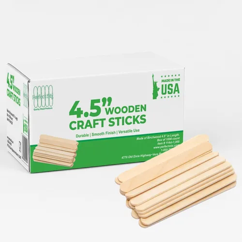 Vista 9 de Perfect Stix Palitos de madera para manualidades, 4.5 pulgadas, madera de abedul americano, 1000