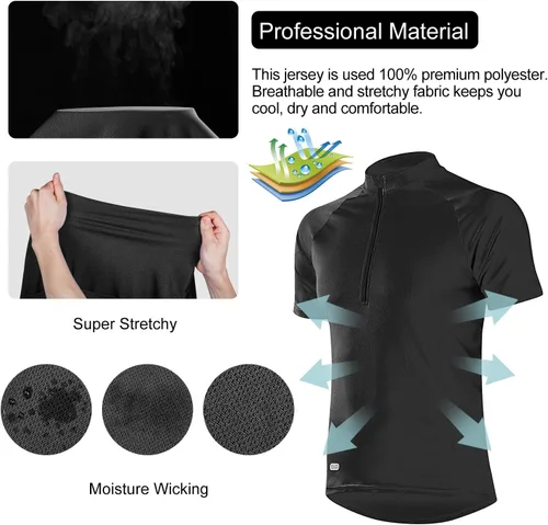 Vista 2 de INBIKE Maillots de ciclismo para hombre que absorbe la humedad, manga corta, secado rápido, camiseta de ciclismo de manga larga transpirable