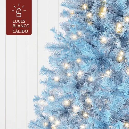 Vista 8 de Best Choice Products Árbol de Navidad azul bebé preiluminado de 6 pies, decoración navideña artificial completa con 947 puntas de rama, 250 luces