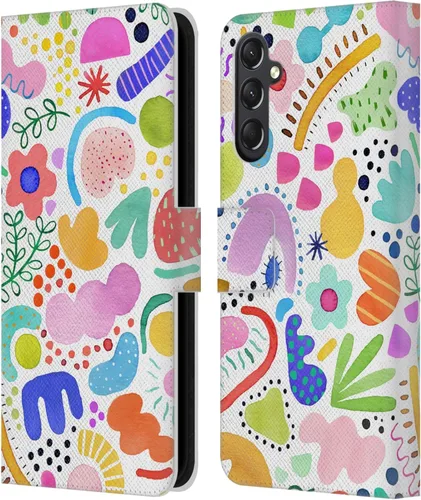 Vista 77 de Head Case Designs Officially Licensed Ninola Brushstrokes Black Summer Patterns Leather Wallet Case Compatible with Samsung Galaxy A07 4G