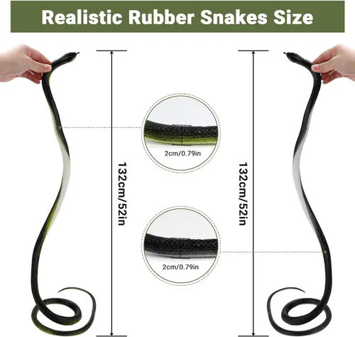 Vista 3 de FOUUAAOOU Serpiente de goma realista, paquete de 2 serpientes de goma falsas que mantienen alejados a los pájaros, juguete de serpiente realista