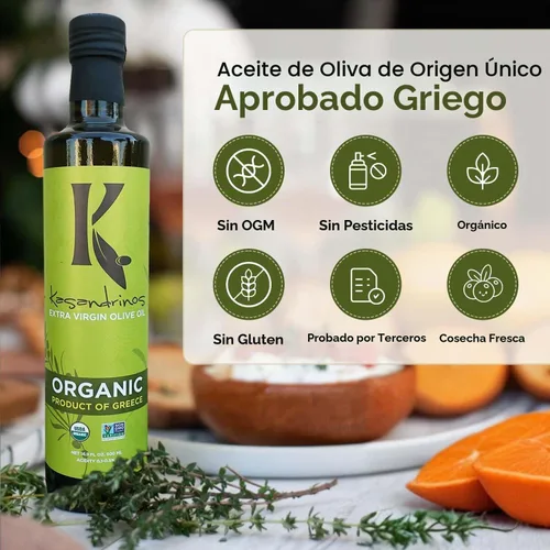 Vista 6 de Aceite de Oliva griego orgánico extra virgen Kasandrinos (botella de 17 oz)
