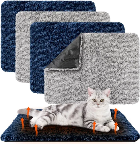 Vista 13 de Drydiet Paquete de 4 Almohadillas Autocalentadoras para Gatos Alfombrilla Térmica Lavable para Perros Sin Hogar Almohadillas Térmicas para Perreras