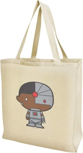 Vista 5 de GRAPHICS & MORE Justice League Cyborg Cute Chibi Character Grocery Travel Reusable Tote Bag