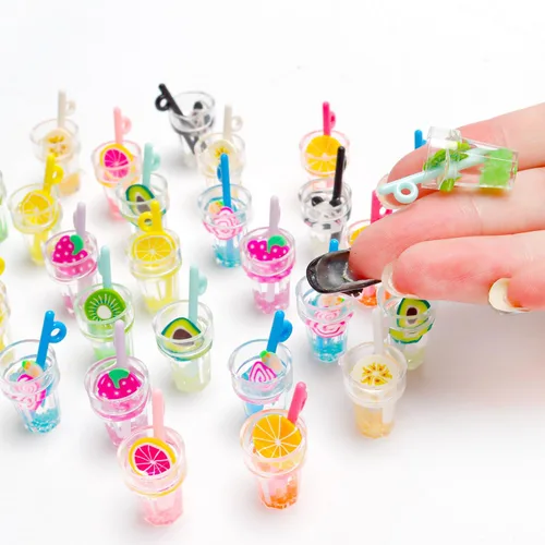 Vista 2 de Aydinids 30 piezas de bebidas de comida en miniatura 1:12 jugo de bebida en miniatura, accesorios de bebida para casa, decoración de bar