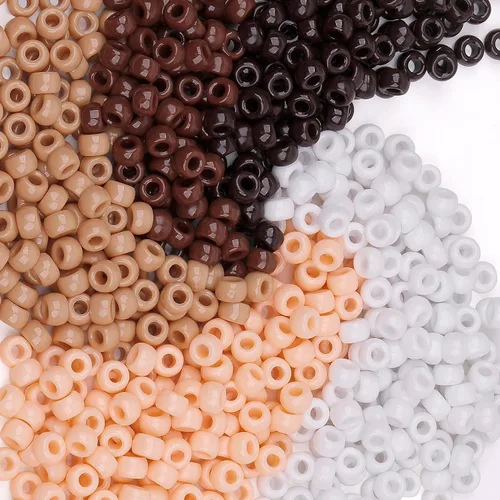 Vista 32 de Cuentas de Pony de Plástico Coloridas para Pulsera para Hacer Joyas para Pulseras de Amistad 6x9mm Multicolor para Cuentas Trenzado de Cabello