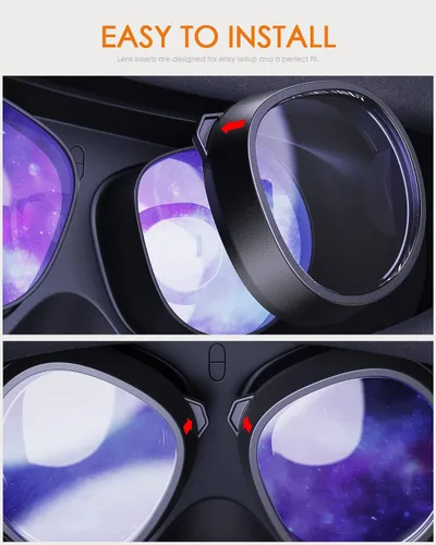 Vista 3 de Amavasion Glasses Lenses Insert Compatible with MetaOculus Quest 2, VR Headset Customized Easy-to-Install Frame Plus Lens Combination SPH-5.00(One