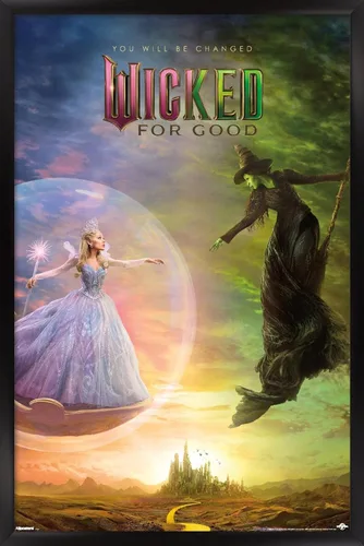 Vista 8 de Wicked: For Good (2025) - Póster de pared de una hoja de burbujas, 22.4 pulgadas de largo x 14.7 pulgadas de ancho, versión enmarcada de madera