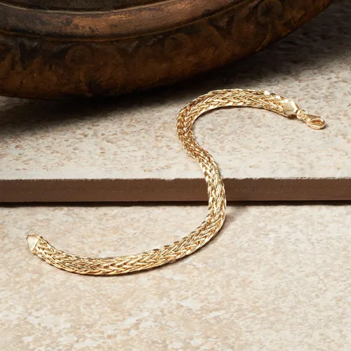 Vista 4 de Ross-Simons Pulsera de trigo trenzado de oro amarillo de 14 quilates. 8.5 pulgadas, Oro, Sin gemas.