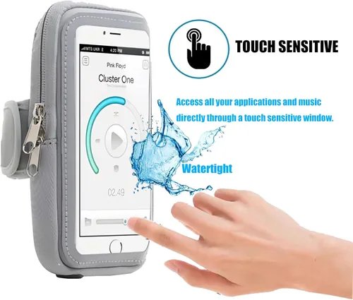Vista 2 de Brazalete de teléfono de ajuste elástico para correr, caminar para teléfono, deportes al aire libre, multifuncional, impermeable, correr, deportes