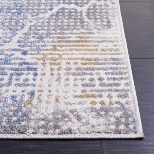 Vista 4 de SAFAVIEH Palma Collection - Alfombra de pasillo, 2 pies 2 pulgadas x 9 pies, color beige y azul, diseño geométrico, ideal para zonas de alto tráfico