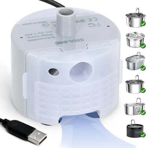 Vista 10 de Bomba de repuesto ultrasilenciosa para fuentes de agua de acero inoxidable para gatos, motor SMA-800, segura y fácil de limpiar con bajo voltaje DC