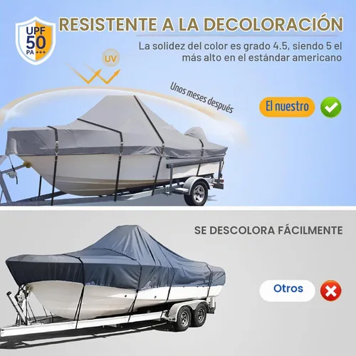 Vista 3 de 900D - Funda para botes con consola central, con correas de hebillas metálicas completas a prueba de viento, resistente para botes con consola Gris