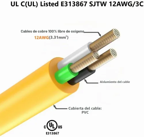 Vista 6 de Cable adaptador de hoja T de 1 pie y 15 amperios para el hogar a 20 Amp T NEMA 5-15P a 5-20R 5-15R 6-15R 6-20R (4 en 1) Cable adaptador de enchufe