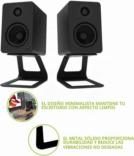 Vista 2 de Kanto SE2 Soportes elevados para altavoces de escritorio para altavoces pequeños - 2 unidades (negro)