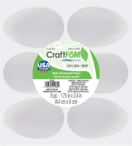 Vista 7 de FloraCraft CraftFōM - Huevo de 2 piezas, 2.8 x 3.6 pulgadas, color blanco
