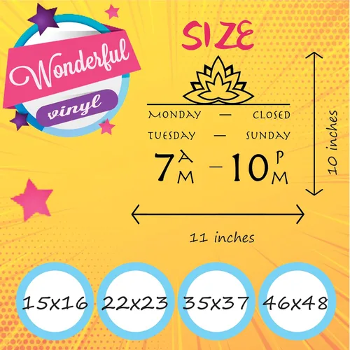 Vista 2 de Calcomanía personalizada para ventana con horario comercial y loto, calcomanía de horas de trabajo con loto, letrero de negocios personalizado