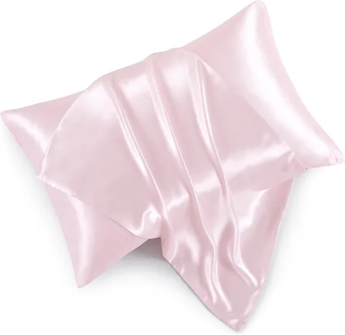 Vista 15 de Fundas de almohada de satén con cremallera (20 x 26), juego de 2 fundas de almohada de tamaño estándar, funda de almohada de seda negra para cabello