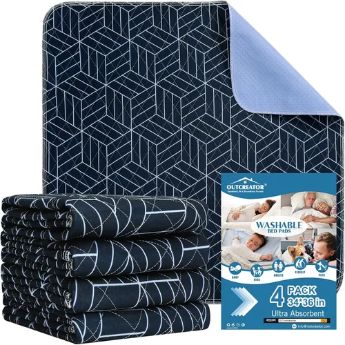 Vista 15 de OUTCREATOR® Almohadillas de cama lavables de 34" x 56" (paquete de 2), protector de colchón para incontinencia, almohadillas impermeables