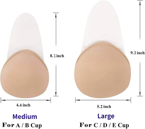 Vista 3 de Sujetador adhesivo invisible sin tirantes, sin espalda, push up pezón cubre pasties para mujeres, L, Color piel (nude)