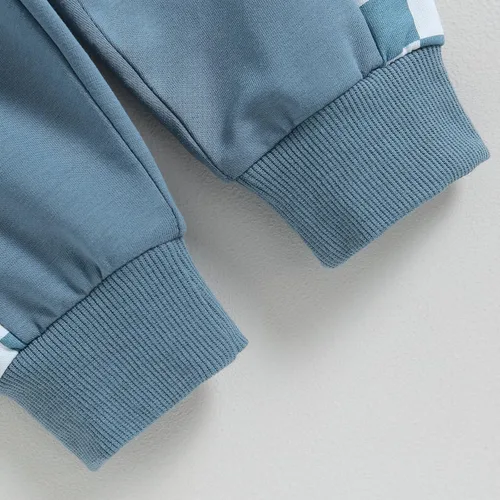 Vista 21 de Ropa de bebé niño 3 6 9 12 18 24M 3T Conjunto de pantalones con capucha patchwork sudadera con capucha pantalones de rayas traje de otoño invierno