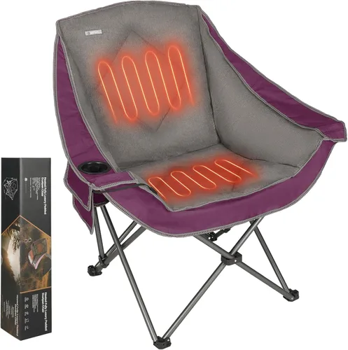 Vista 9 de Silla de Campamento Plegable CAMPHILL, Silla de Camping Portátil Extra Grande con Portavasos, Silla de Césped Resistente Acolchada para Camping
