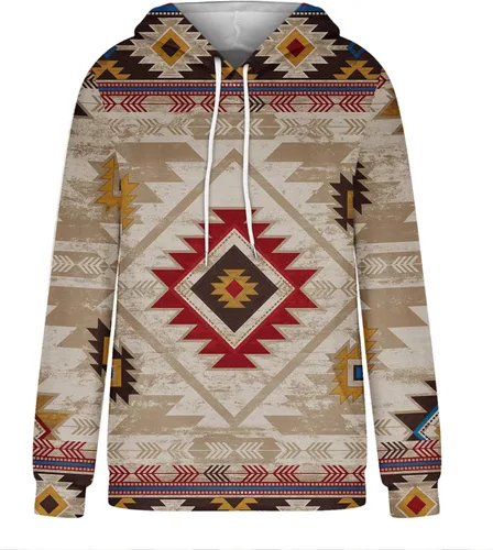 Vista 36 de Sudaderas con capucha azteca occidental para mujer, sudaderas de manga larga con gráficos vintage, camisetas de vaquera, ropa 2023