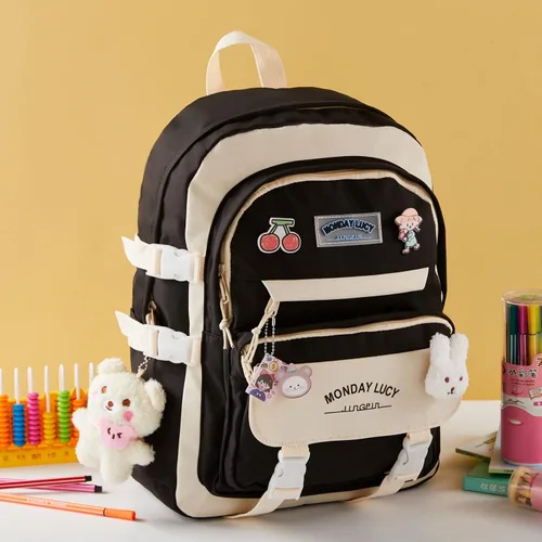 Vista 8 de Mochila Kawaii para la escuela, lindas mochilas estéticas para niños, para niñas de primaria, jardín de infantes, Mochilas Escolares para Niñas
