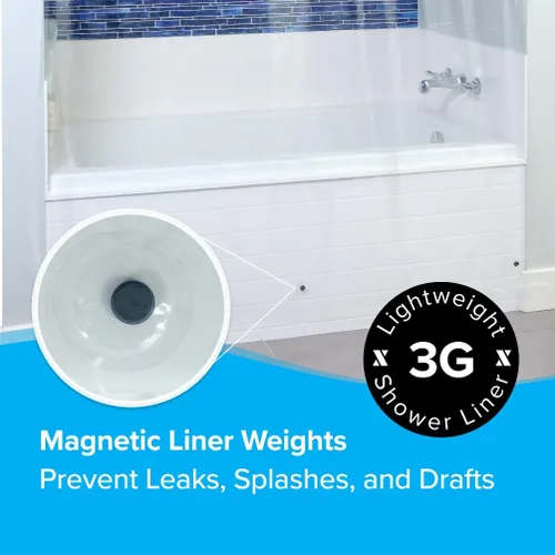 Vista 6 de Resistente al moho PEVA maletero de ducha pesado con Microban, peva, Transparente, Estándar