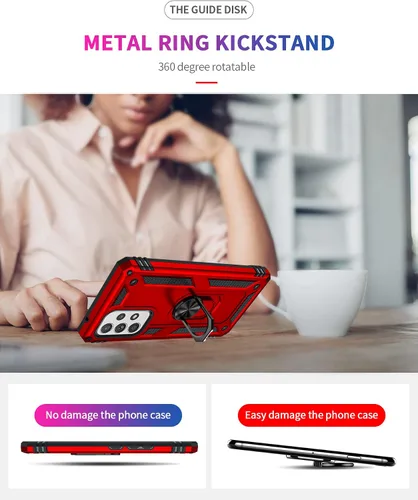 Vista 3 de Funda compatible con Xiaomi Poco X3 GT, compatible con Redmi Note 10 Pro (China), funda para teléfono 5G con soporte de anillo 2 en 1, color rojo