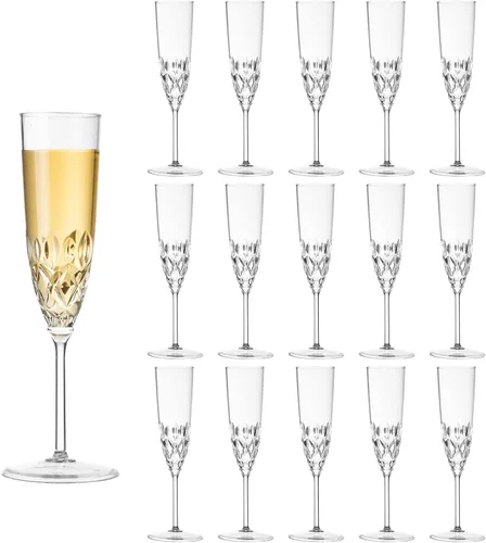 Vista 10 de XKXKKE Copas de Champán de Plástico, 8 Piezas Copas de Champán Irrompibles Reutilizables Elegantes de Cristal Transparente, 5 oz Copas de Acrílico
