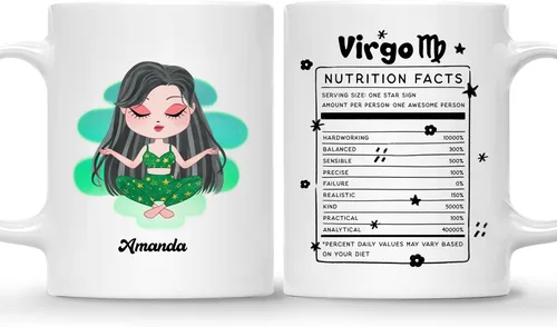 Vista 21 de Gossby Taza de café personalizada con signo de acuario, taza personalizada de horóscopo de 11 onzas para mujeres con diseño, nombre, información