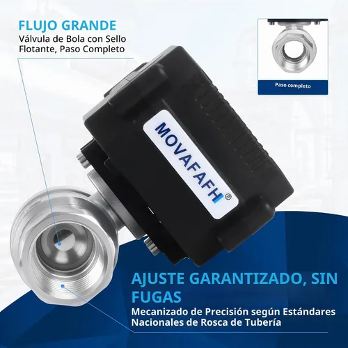 Vista 7 de Válvula de bola motorizada WiFi de 1/2 pulgada - Sensor de apagado automático con temporizador de agua inteligente, conexión USB de 5 V CC, acero