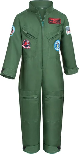 Vista 3 de Bosvin - Disfraz de piloto de combate para niños, traje de vuelo